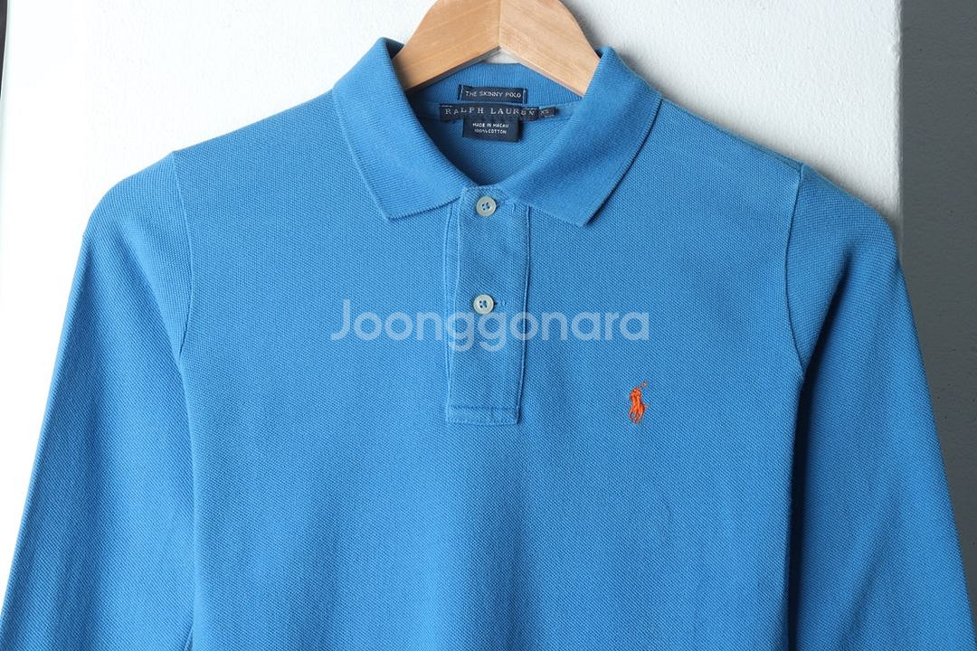 W(XS-S) 폴로 랄프로렌 카라 긴팔티셔츠 블루--2