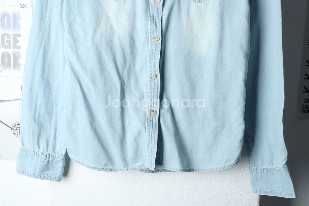 W(XS-S) 디키즈 셔츠 남방 데님 청 아메카지--3