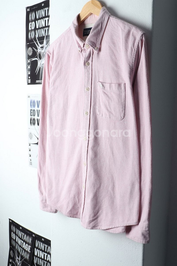 (L-XL) 아베크롬비 셔츠 남방 체크 핑크 플란넬--0
