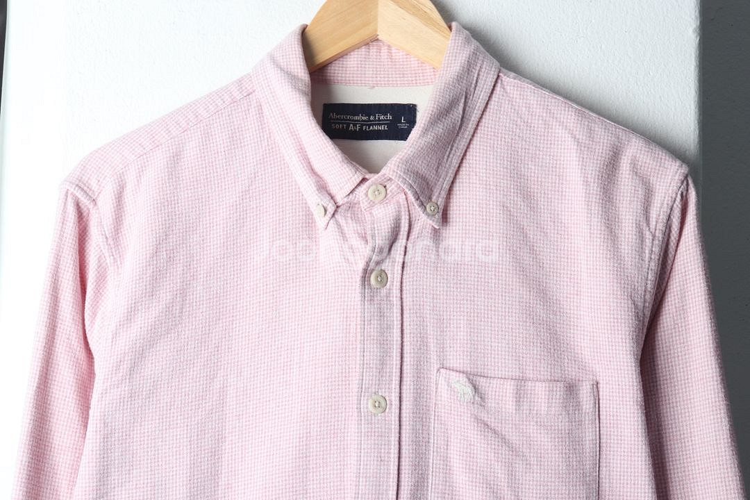 (L-XL) 아베크롬비 셔츠 남방 체크 핑크 플란넬--2