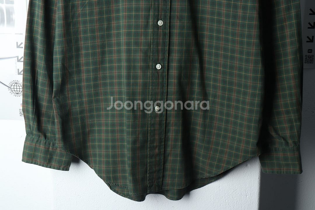 (S-M) 폴로 랄프로렌 셔츠 남방 체크 그린 포니--3