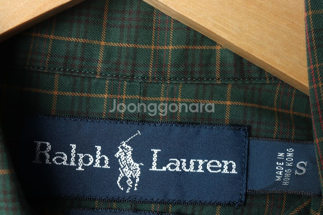 (S-M) 폴로 랄프로렌 셔츠 남방 체크 그린 포니--5