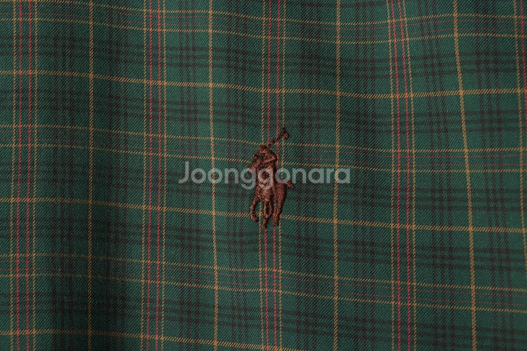 (S-M) 폴로 랄프로렌 셔츠 남방 체크 그린 포니--4