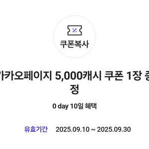 카카오페이지 5000캐시 쿠폰