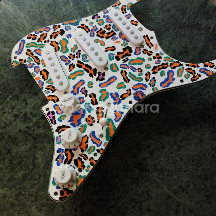 핸드 페인팅 펜더 스트렛 스타일 픽업 픽가드 배선--5