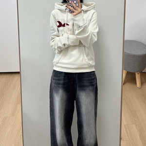 홀리스터 빅로고 반집업 아이보리 후드티