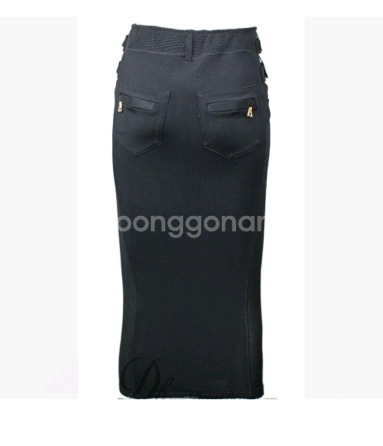 발망정품 블랙 도톰한 스판 미디스커트 36 55--2