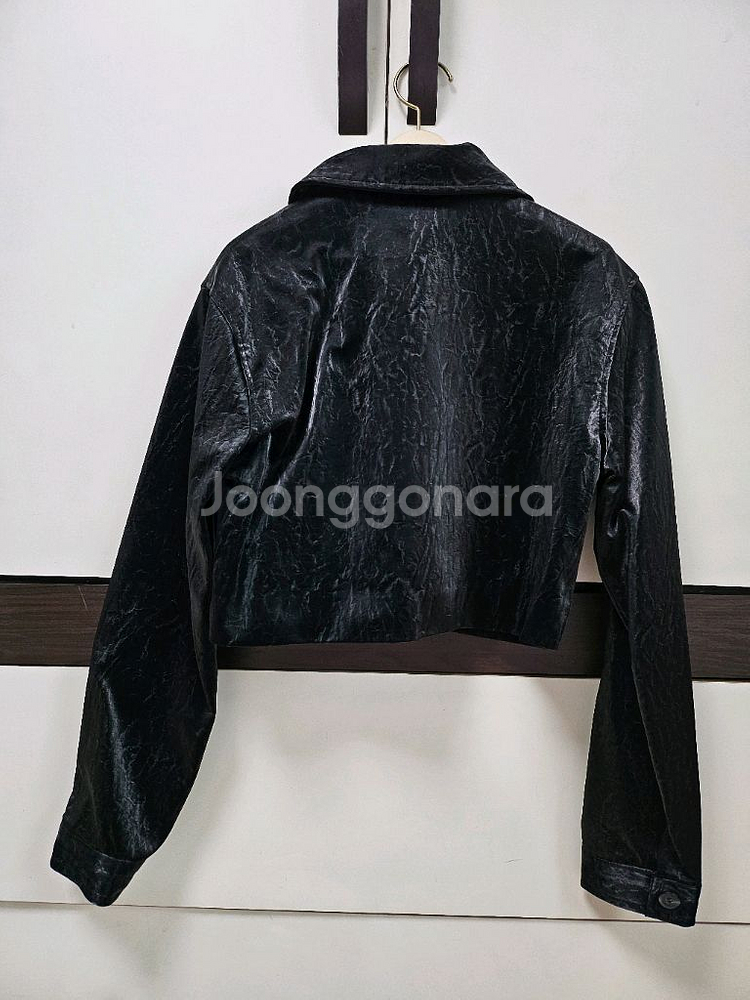 블랙 워싱 버튼 가죽 레더 자켓--1
