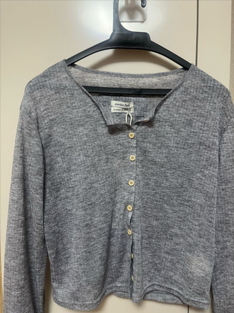 새상품) 오버듀플레어 소프트 미니 가디건 그레이 여름--6