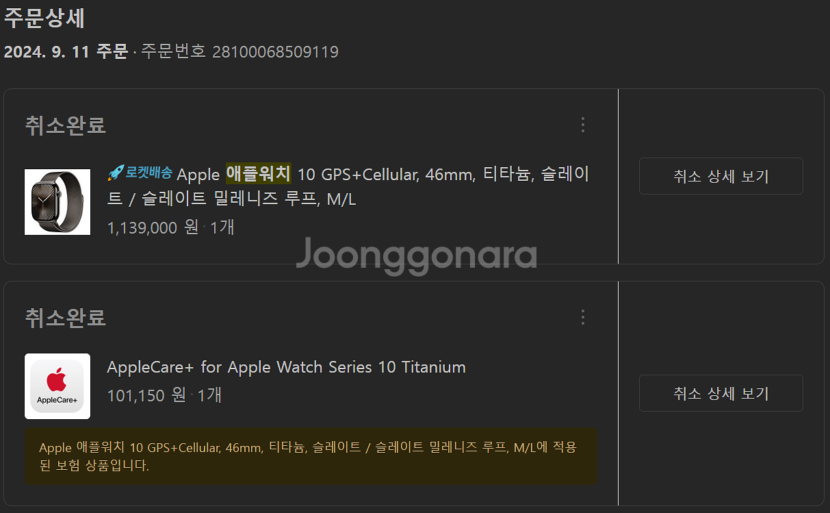 애플워치10 티타늄 46mm 밀레니즈루프 애플케어+--2
