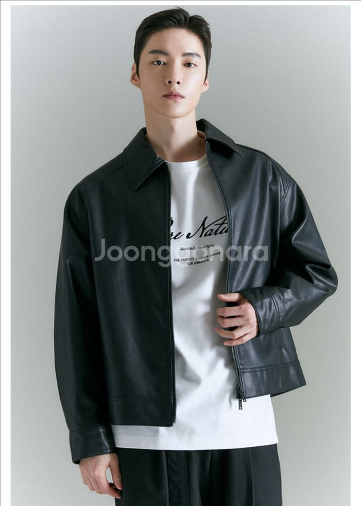 새상품 미니멀 레더 자켓 가죽 자켓 오버핏 루즈핏--0