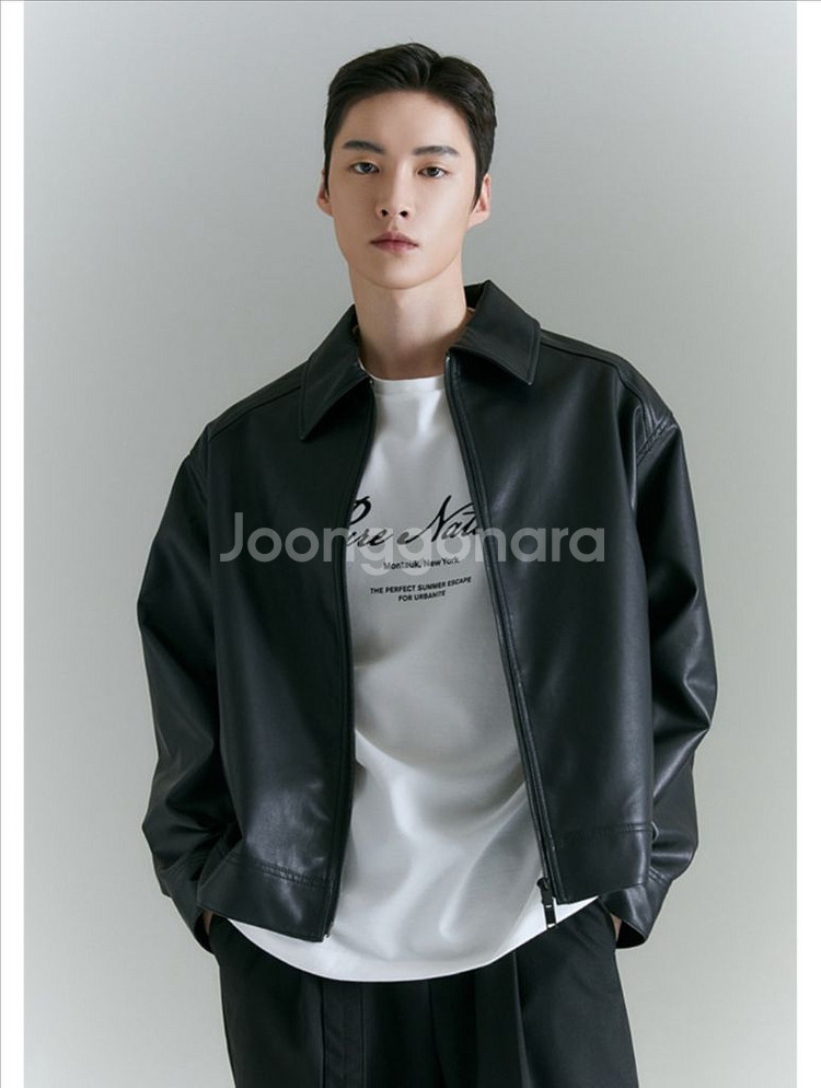 새상품 미니멀 레더 자켓 가죽 자켓 오버핏 루즈핏--1