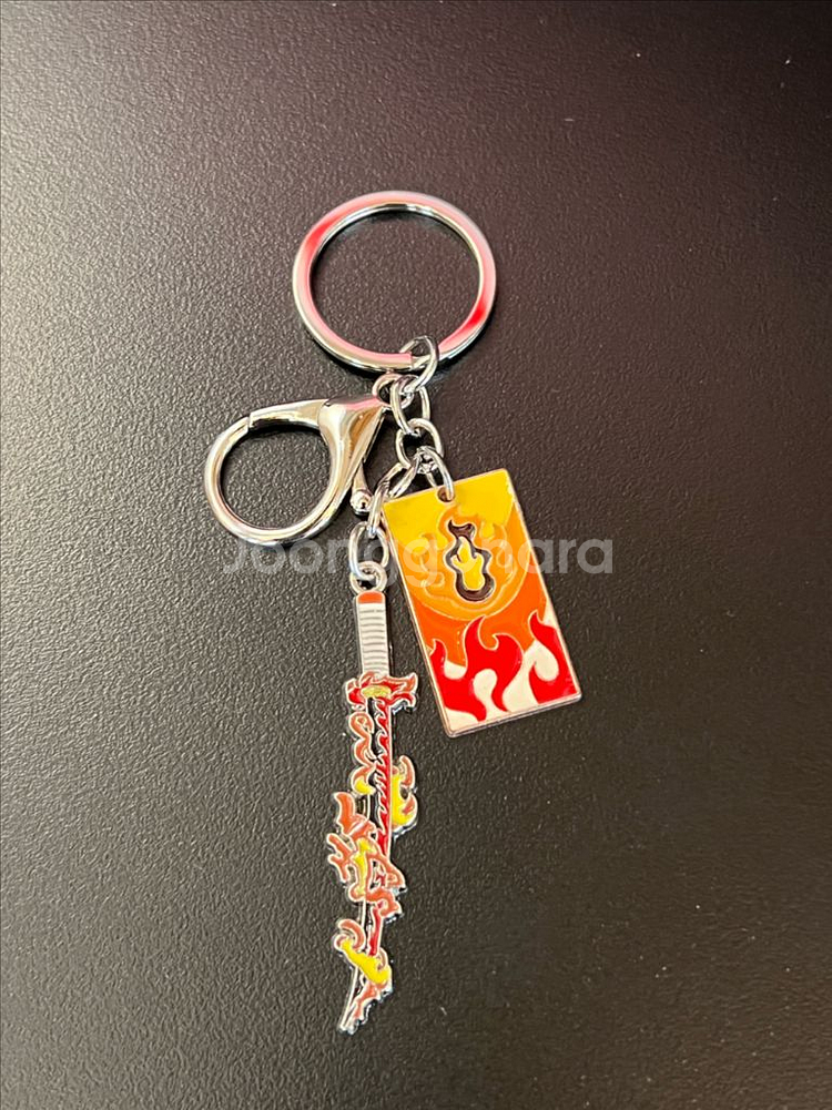 귀멸의 칼날 일륜도 키링 메탈 키링 굿즈--5