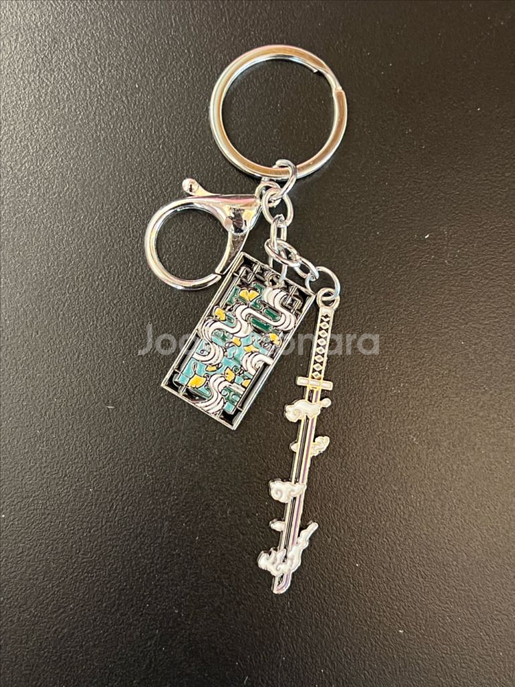 귀멸의 칼날 일륜도 키링 메탈 키링 굿즈--8