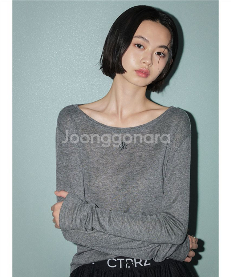 시티브리즈 울 텐셀 라운드넥 티셔츠(스카이블루/차콜)--3