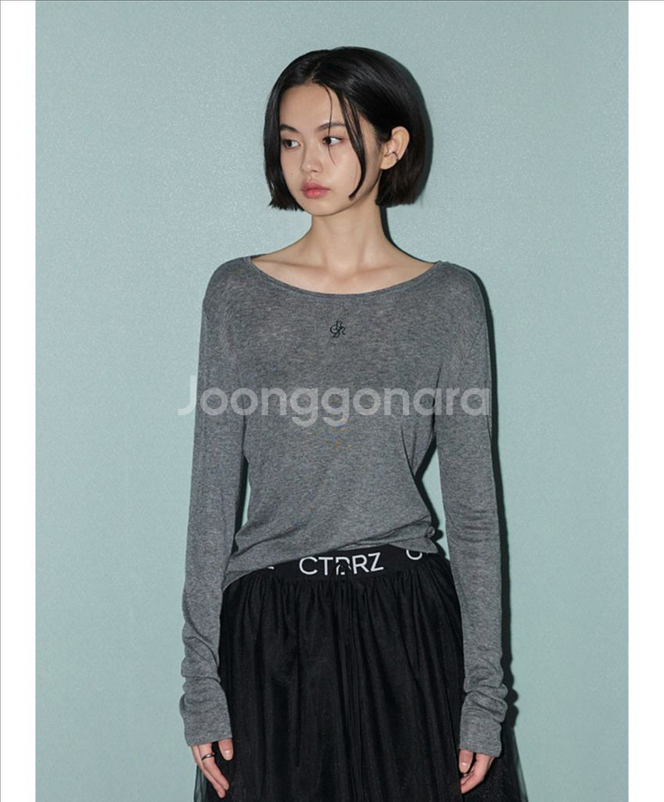 시티브리즈 울 텐셀 라운드넥 티셔츠(스카이블루/차콜)--5