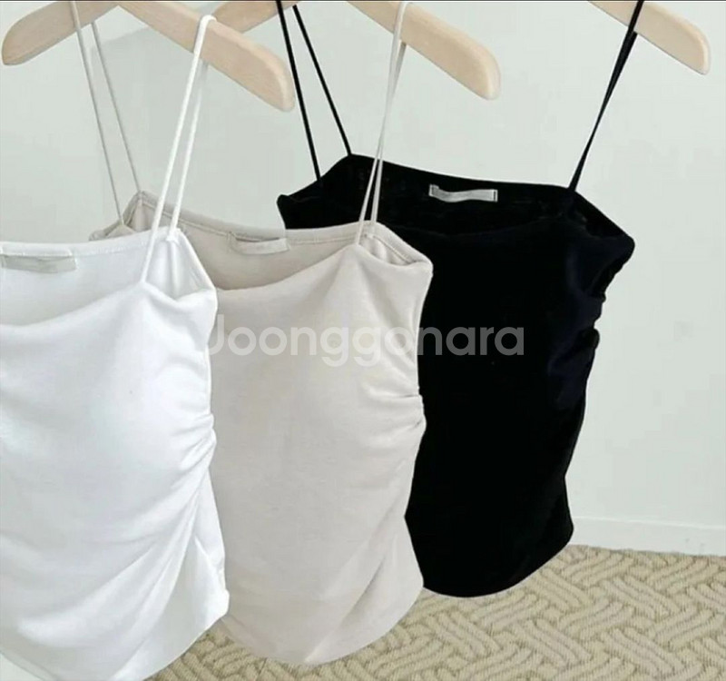 (일괄) 셔링 캡내장 골지 끈나시(화이트, 블랙)--0