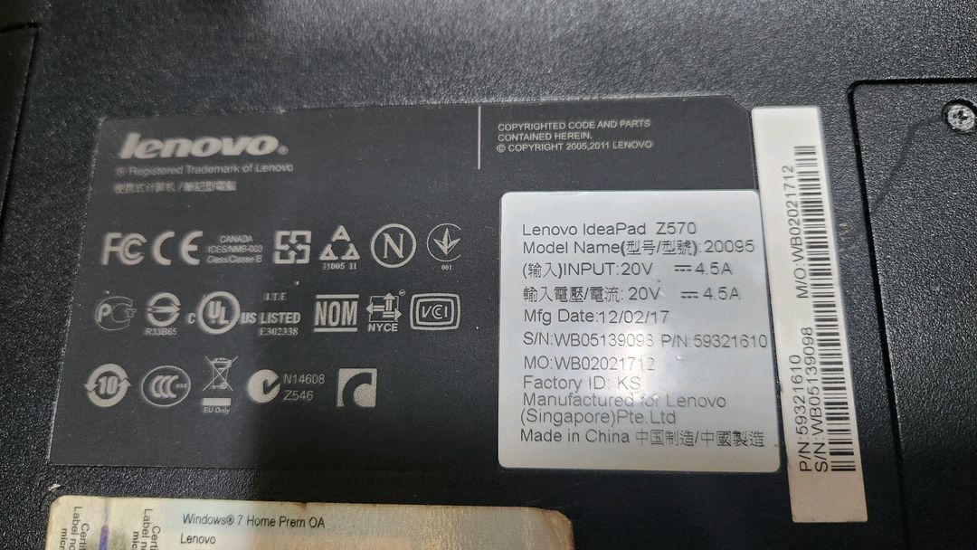 레노버 i5 아이디어패드 Z570 노트북 부품용 이미지