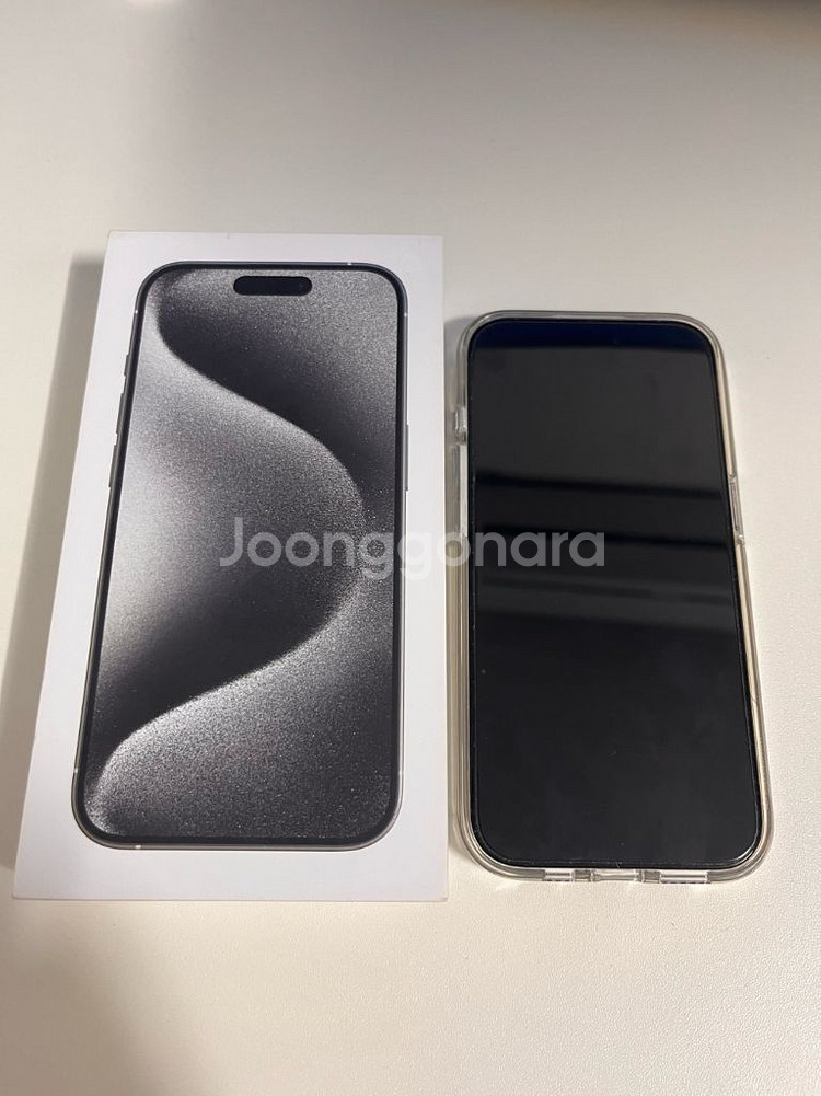 아이폰15프로 화이트 티타늄 256기가 배터리 100%--0