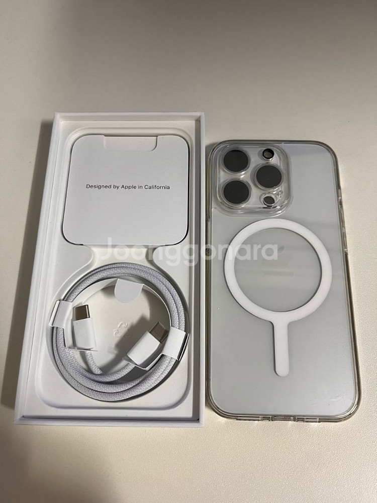 아이폰15프로 화이트 티타늄 256기가 배터리 100%--3