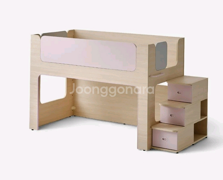 한샘 버니 벙커 침대 (이층 침대) 계단장형 핑크--2