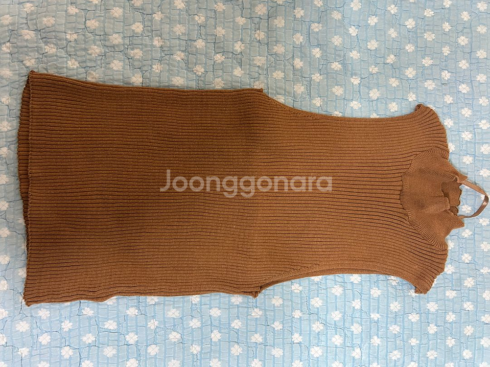 사이즈 99) 브라운 골지 니트 탑--1