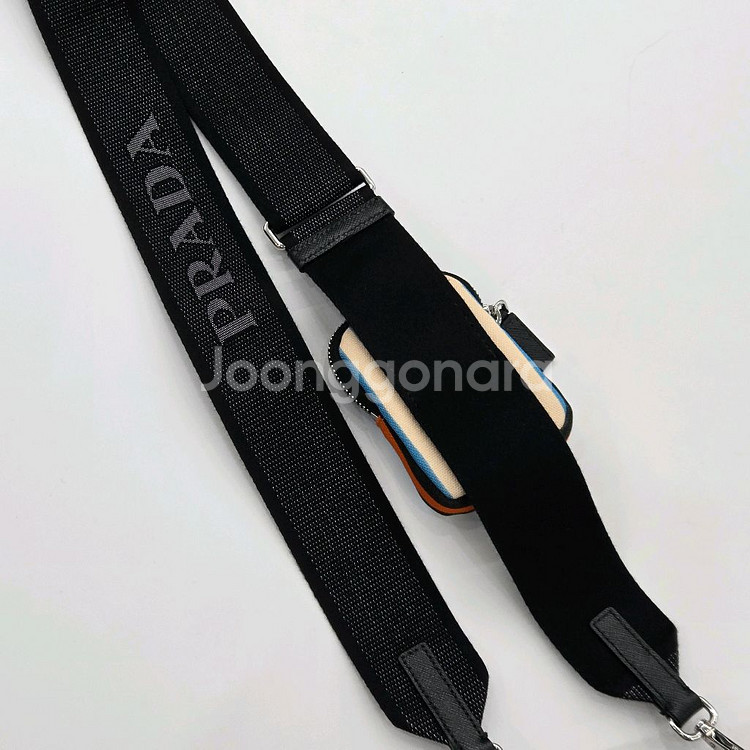 프라다 블랙 삼각로고 스트라이프 듀오 메신저백 크로스백--3