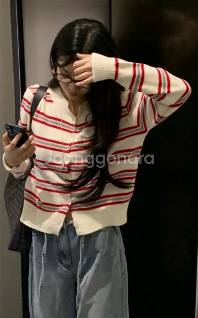 줄무늬 스트라이프 가디건--1