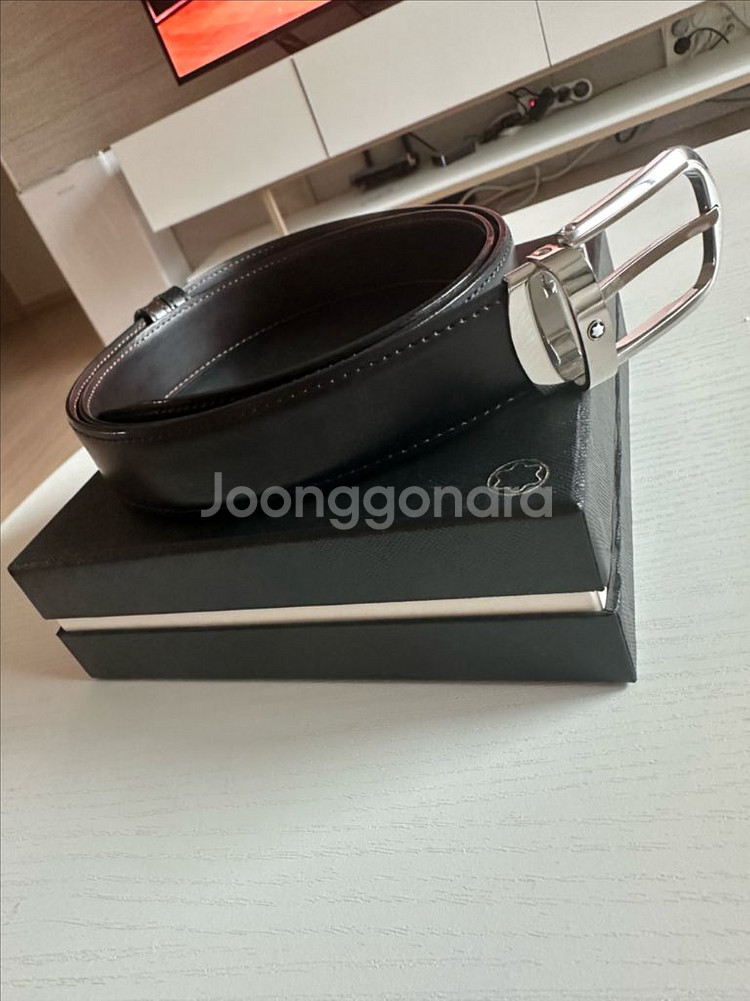 몽블랑 남성 벨트 114412 블랙 거의 새제품--1