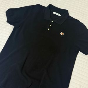 메종키츠네 폭스 패치 블랙 폴로티 Xl