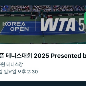 9/21 코리아오픈 테니스 wta 결승 비지정석 1매 이미지
