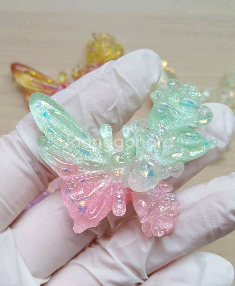 야광 꽃 나비 파츠 데코덴 키링 마그넷--5