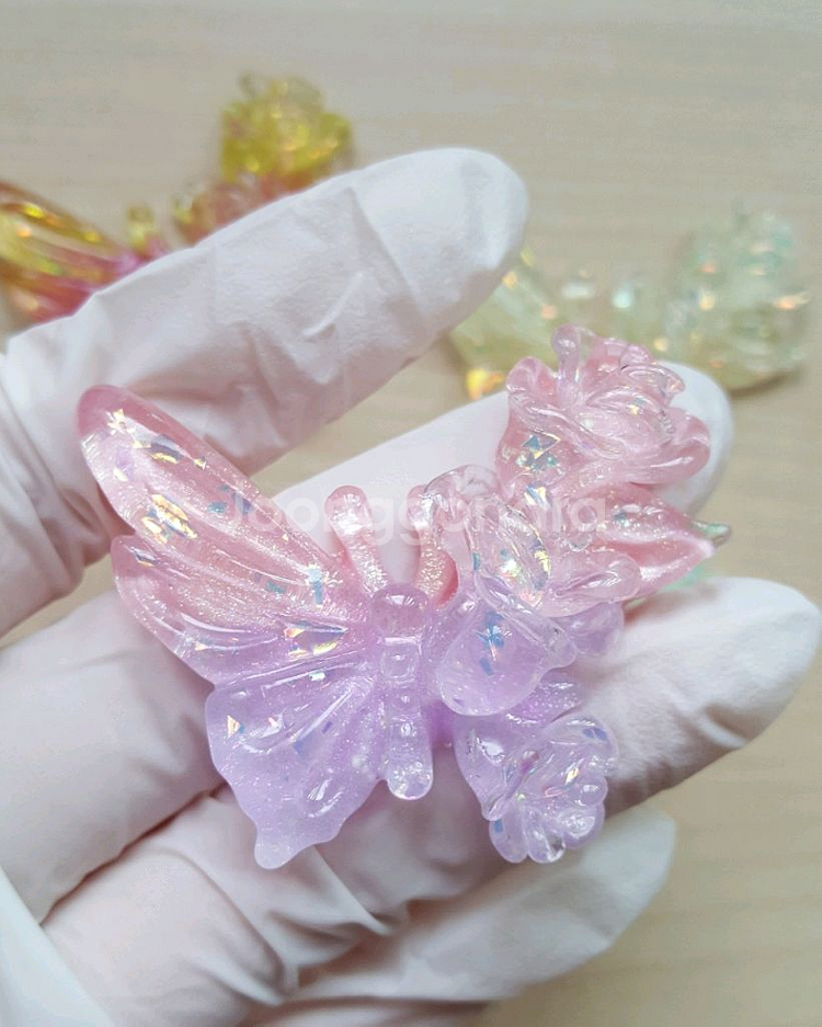 야광 꽃 나비 파츠 데코덴 키링 마그넷--4