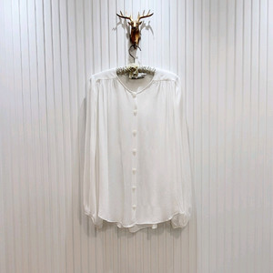 ZARA 쉬폰 노카라 퍼프 블랏 (M~L)