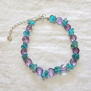 핸드메이드 라벤더자수정 아파타이트 팔찌 (925은)