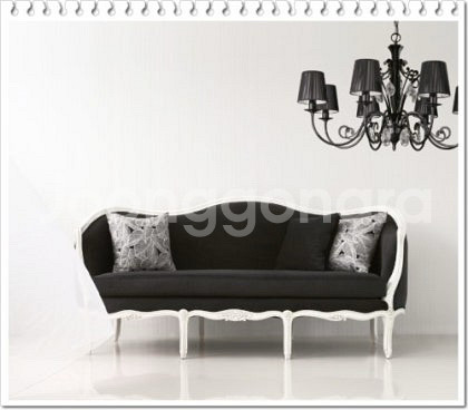 프렌치스타일 앤틱 소파 원목프레임+패브릭쿠션--5