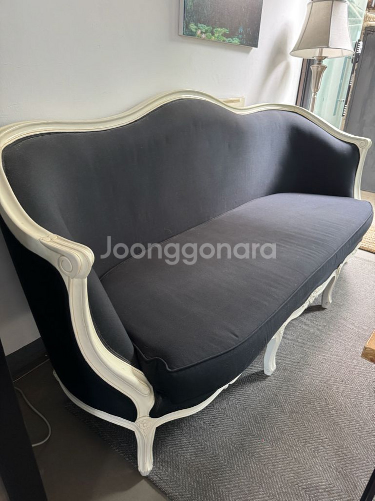 프렌치스타일 앤틱 소파 원목프레임+패브릭쿠션--0