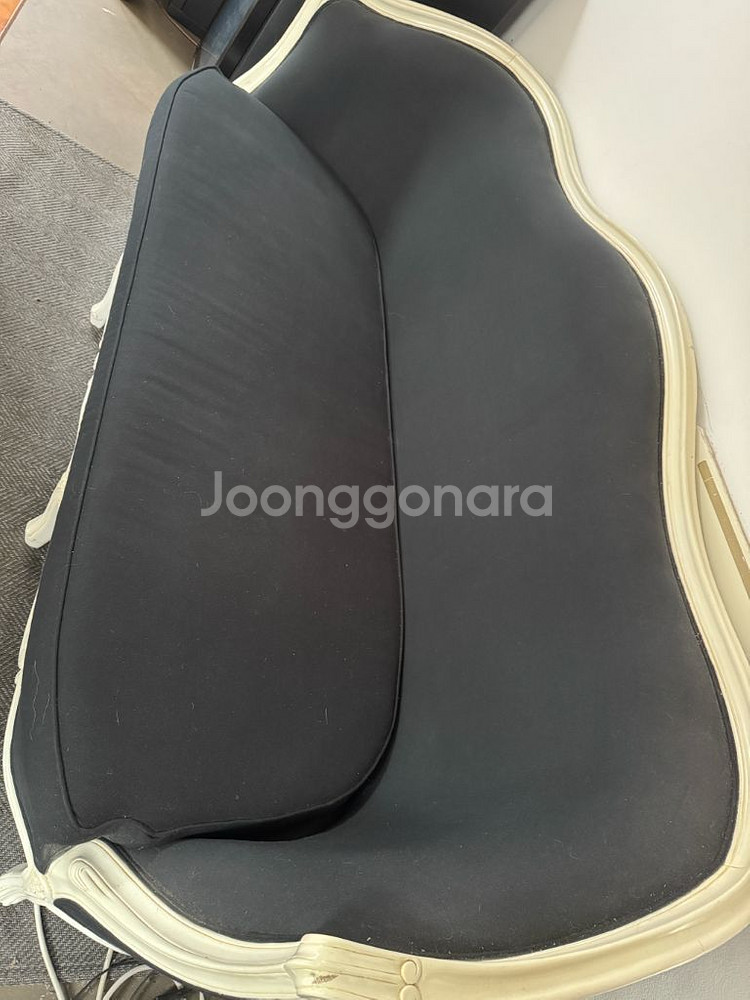 프렌치스타일 앤틱 소파 원목프레임+패브릭쿠션--3