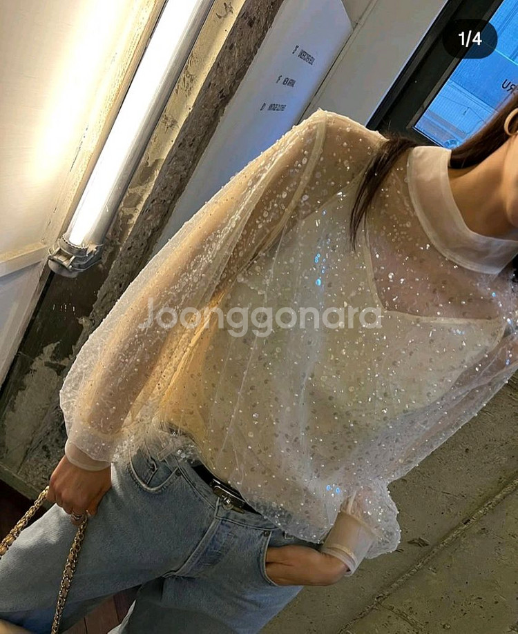 고걸 새상품 시스루 스팽글 블라우스(66)--0