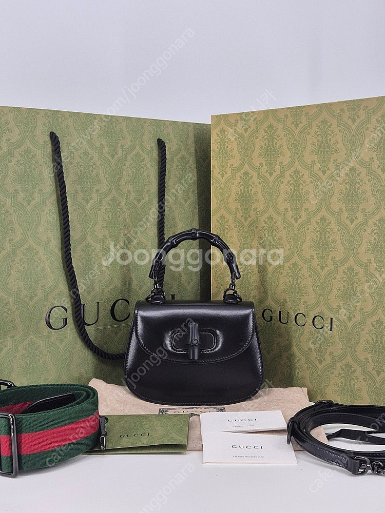 구찌 뱀부 1947 미니 토트, 크로스백 블랙 (정--1