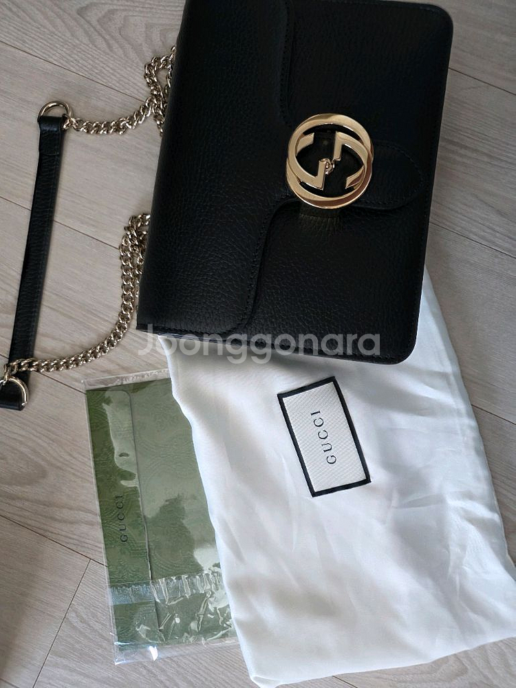 구찌 인터로킹 블랙 체인백--0