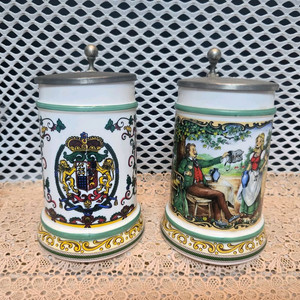 독일 BMF 앤틱 주석 맥주잔 2점.