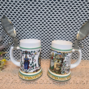 독일 BMF 앤틱 주석 맥주잔 2점.