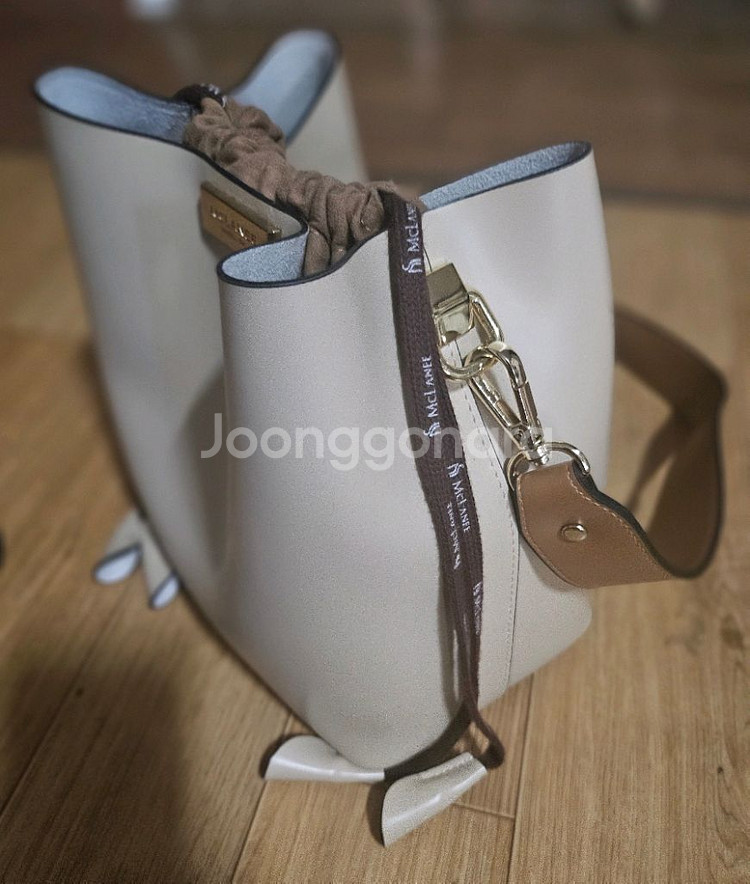 아이보리 가죽 가방 스트랩2개--3