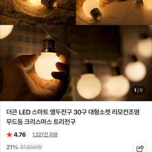 캠핑 LED 앵두전구 30구 + 리모컨