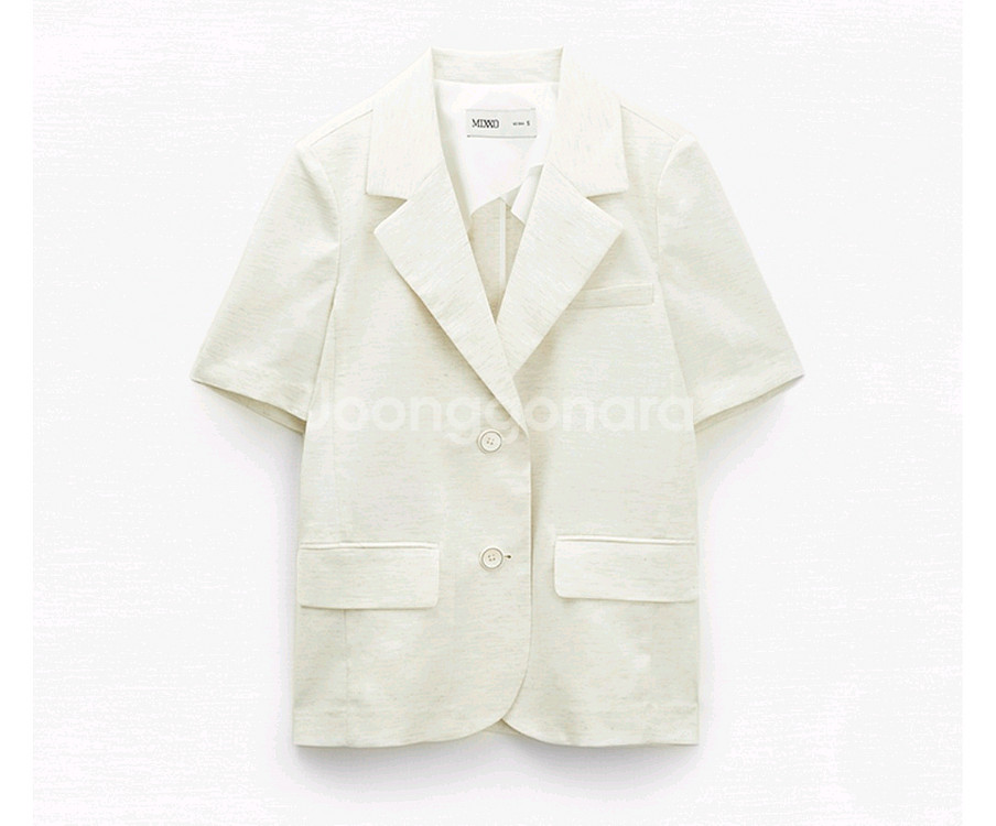 (새상품) 미쏘 반팔 베이지 자켓 블레이저--0