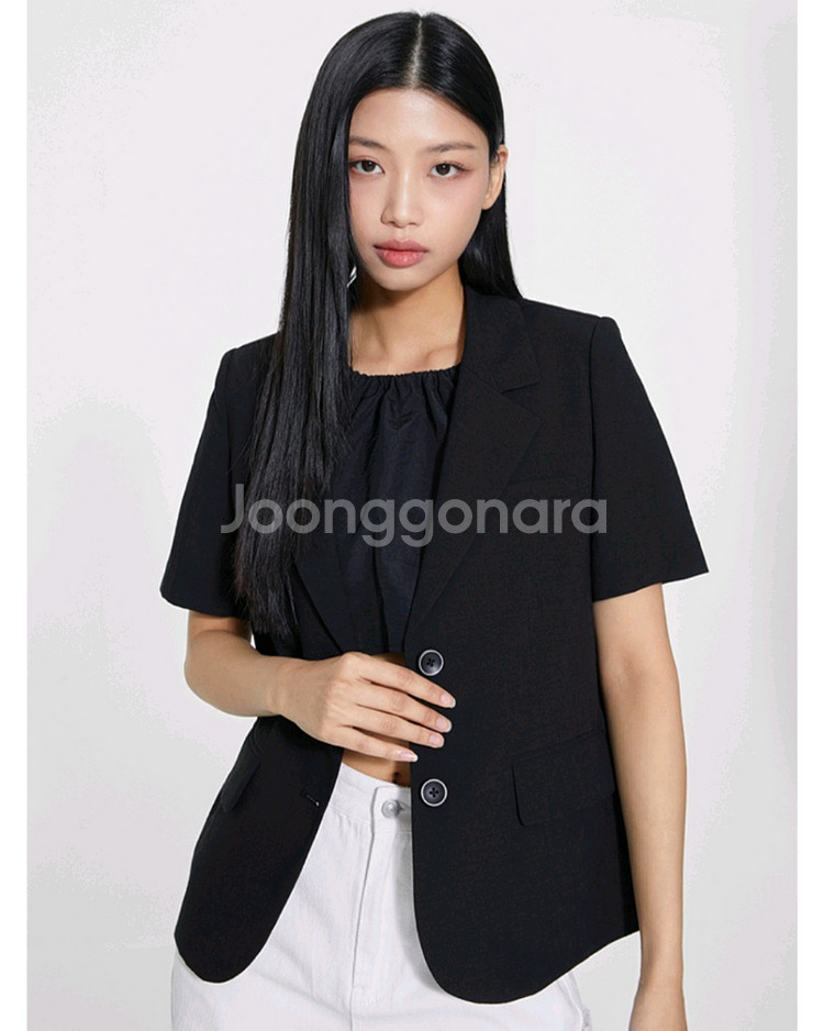 (새상품) 미쏘 반팔 베이지 자켓 블레이저--3