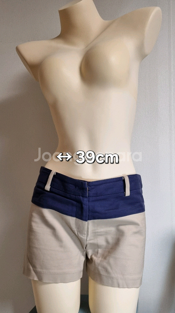 배색 베이지 반바지 미듐--0