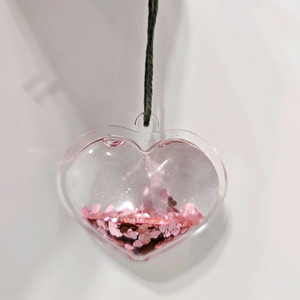 하트 글리터 액체 키링