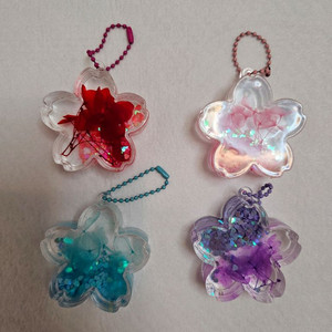 벚꽃 생화 글리터 액체 키링